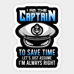 I am The Captain Of This Boat Funny Boating Gifts Sailing Sticker